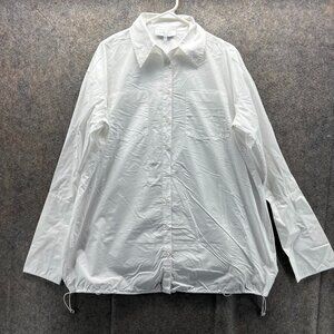 L'Academie Dress Shirt Womens XS White Button Down Anorak Utility Drape Nylon